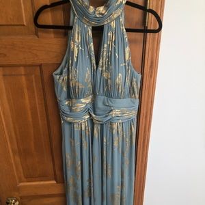 Jessica Howard Keyhole Halter Ruched Waist Gown